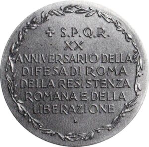 Medaglia 'XX della Resistenza romana' - ROVESCIO